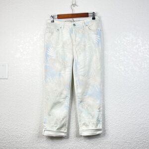 Chico's So Slimming Floral Girlfriend Cropped Ankle Jeans Tummy Control Sm/0.5/6